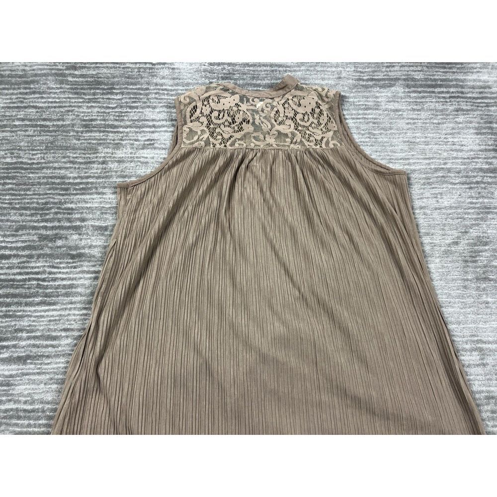 French Laundry Top Womens Large‎ Brown Sleeveless Button Up Lace Polyester - Picture 7 of 10